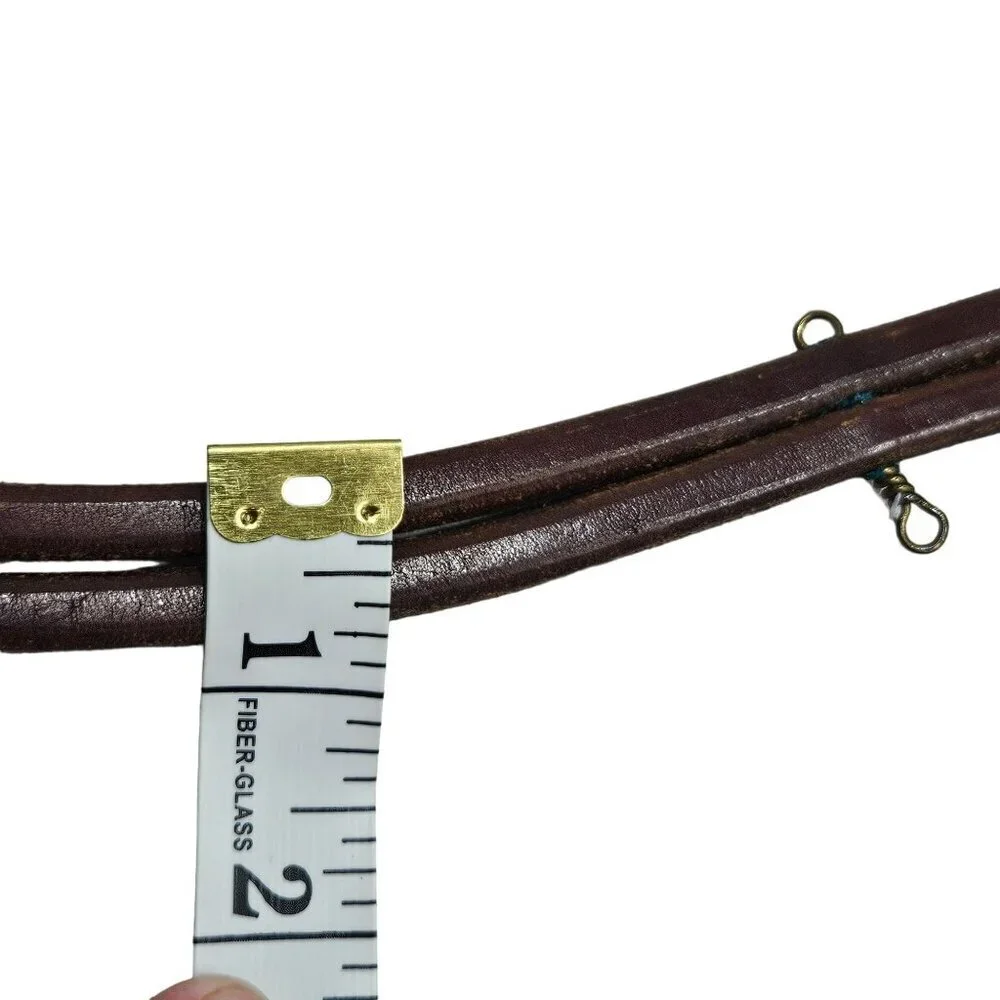 Brass Inlay‎ Buckle Double-Layer Leather Belt Stone Accents Possibly Homemade